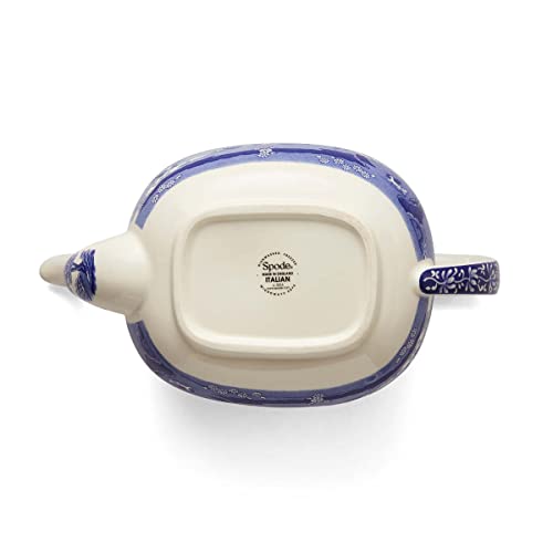 Spode Blue Italian Collection Teapot | Tea Infuser | Made of Earthenware | 40-Ounces/2.5 Pints | Dishwasher and Microwave Safe | Made in England (Blue/White)