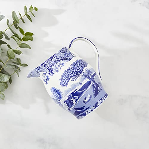 Spode Blue Italian Pitcher | 3.5 Pint Capacity | Home Décor for Mantel or Centerpiece | Use as a Water Jug or Flower Vase | Made of Fine Porcelain | Dishwasher Safe