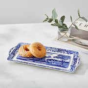Spode Blue Italian Sandwich Tray | Serving Platter for Tea Sandwiches, Desserts, and Appetizers | Porcelain | Measures 13-Inches | Dishwasher Safe (Blue/ White)