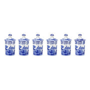 Spode Blue Italian Collection Spice Jars, set of 6, 4-inch, Made of Ceramic, Beautiful and Functional Kitchen Décor, Storage Container, Dishwasher Safe