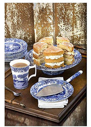 Spode Blue Italian Collection Cake Stand, 10.5-Inch, Blue, Footed Cake Plate, Cake Tray, Cupcake Stand for Parties, Dessert Serving Dish, Dishwasher Safe