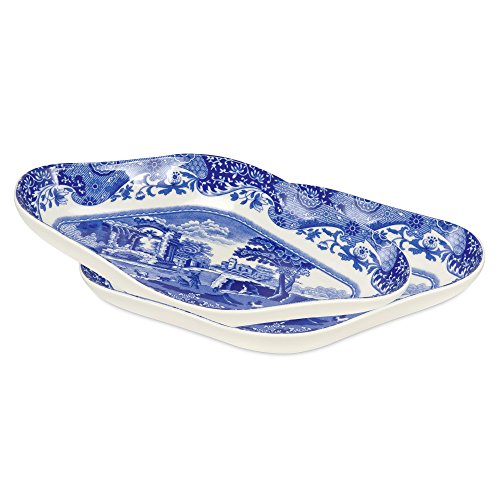 Blue Italian Pickle Serving Tray (Set of 2)