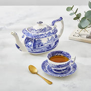Spode Blue Italian Collection Teapot | Tea Infuser | Made of Earthenware | 40-Ounces/2.5 Pints | Dishwasher and Microwave Safe | Made in England (Blue/White)