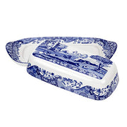 Spode Blue Italian Collection Butter Dish, Made of Porcelain, Butter Dish with Lid, Covered Butter Keeper for Kitchen, 8-Inches, Dishwasher Safe (Blue/White)