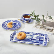 Spode Blue Italian Sandwich Tray | Serving Platter for Tea Sandwiches, Desserts, and Appetizers | Porcelain | Measures 13-Inches | Dishwasher Safe (Blue/ White)