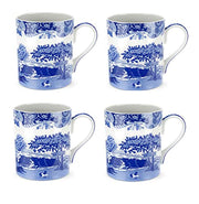 Spode Blue Italian Collection 9 Oz Mugs, Set of 4 Cups for Tea, Warm  Beverages, and Coffee, Fine Porcelain, Blue/White