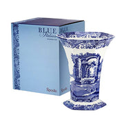 Spode Blue Italian Collection Hexagonal Vase, 10.5 Inch Tall, Table Centerpiece, Décor for Home, Decorative Vases for Living Room, and Mantel, Blue & White, Made of Porcelain
