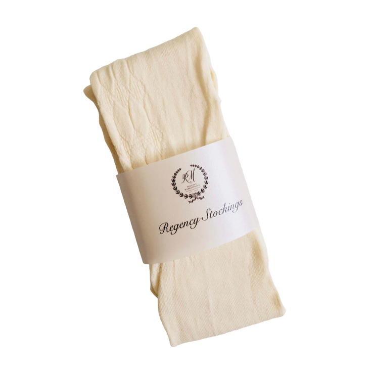 Regency Silk Openwork Stockings ~ Cream